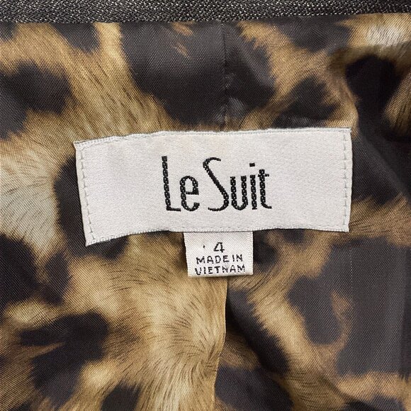 Le Suit  Women 4 Black White Flecked Peplum Polyester Classic Career Party Flaws - Picture 4 of 16